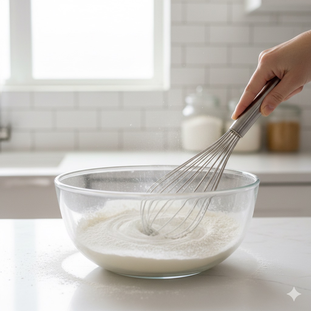 Mezclando los ingredientes con un batidor