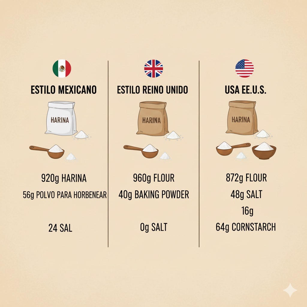 Infografía de proporciones de harina leudante por región